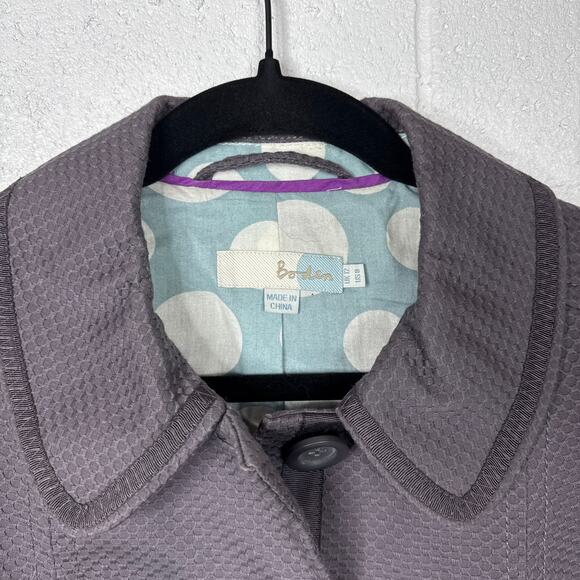 Boden Textured Blazer Womens 8 Gray Button Front Lined Jacket - Picture 5 of 5